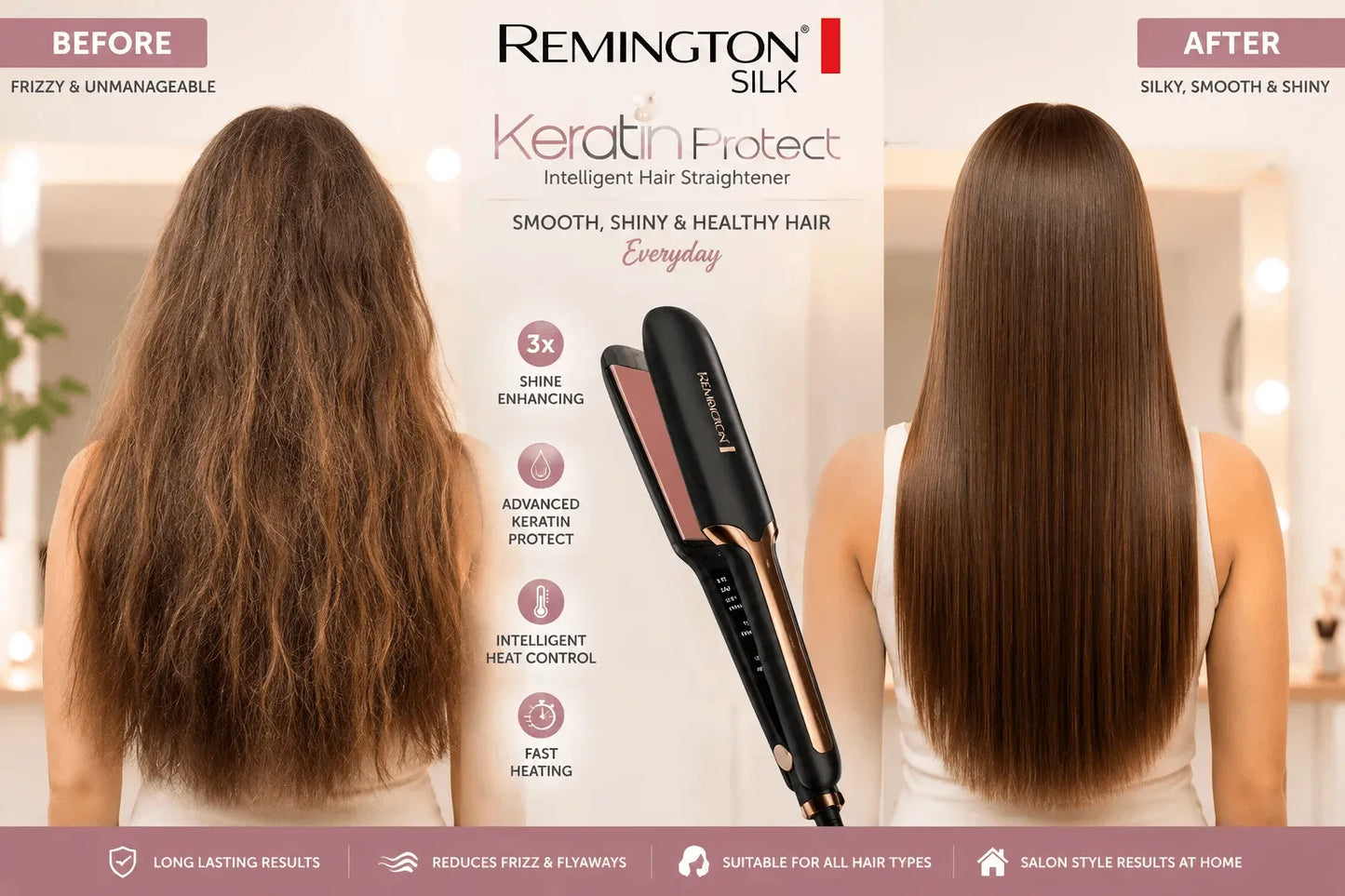 Remington Keratin Protect Intelligent Hair Straightener β Smooth, Shiny & Salon Style Hair β¨πββοΈ