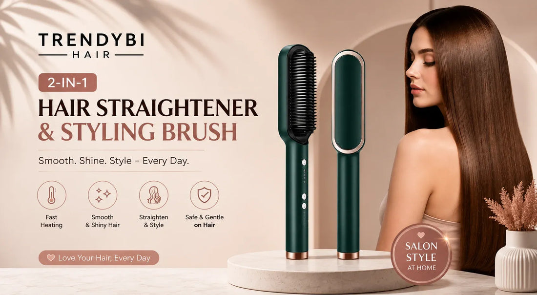 Trendybi Hair 2-in-1 Hair Straightener Brush for Smooth, Shiny & Frizz-Free Hair in Pakistan