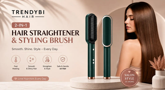 Trendybi Hair 2-in-1 Hair Straightener Brush for Smooth, Shiny & Frizz-Free Hair in Pakistan