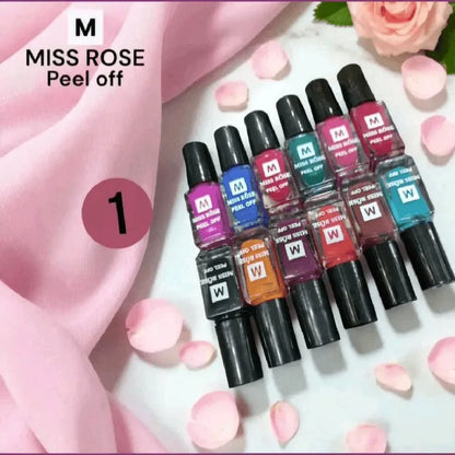 Miss Rose Peel-Off Nail Polish Set – Pack of 6 | Easy & Long-Lasting